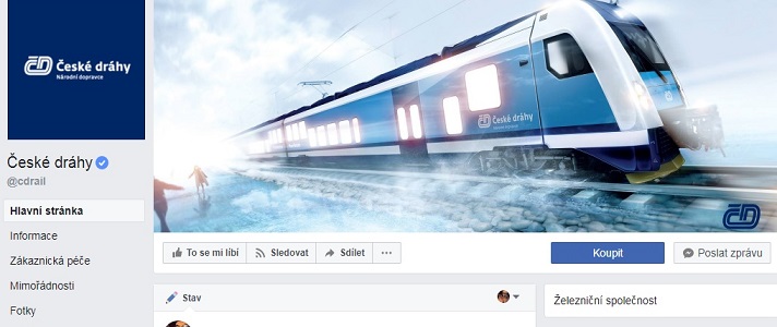 Facebookový profil Českých drah je ověřen